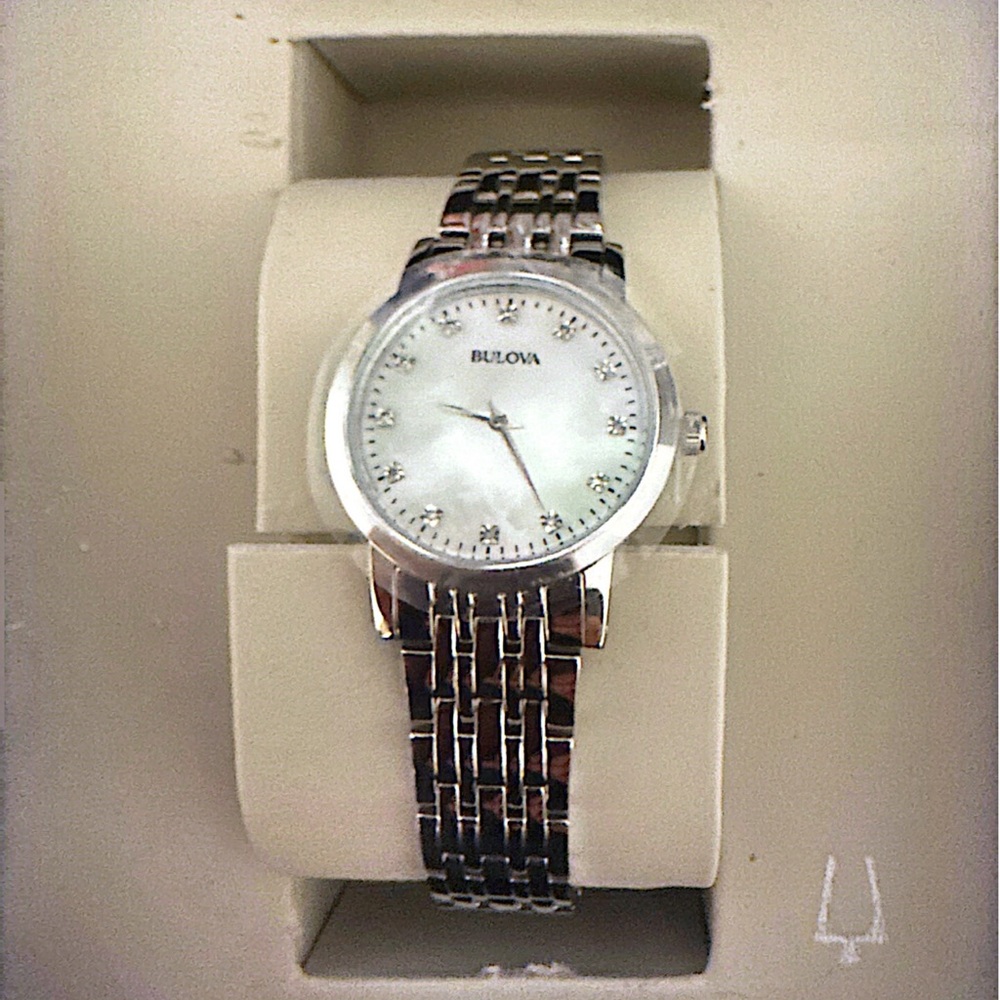 Bulova Women's Elegant Silver Watch with White Dial